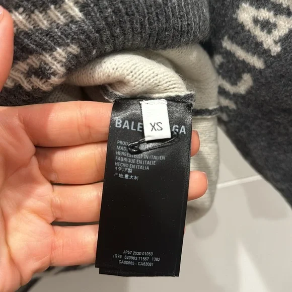 Balenciaga all over logo grey wool sweater